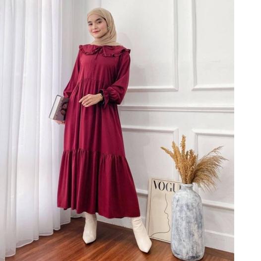 ♘ GAMIS MIDI DRESS GAMIS LEBARAN TERBARU JUMBO GAMIS KERAH ☝