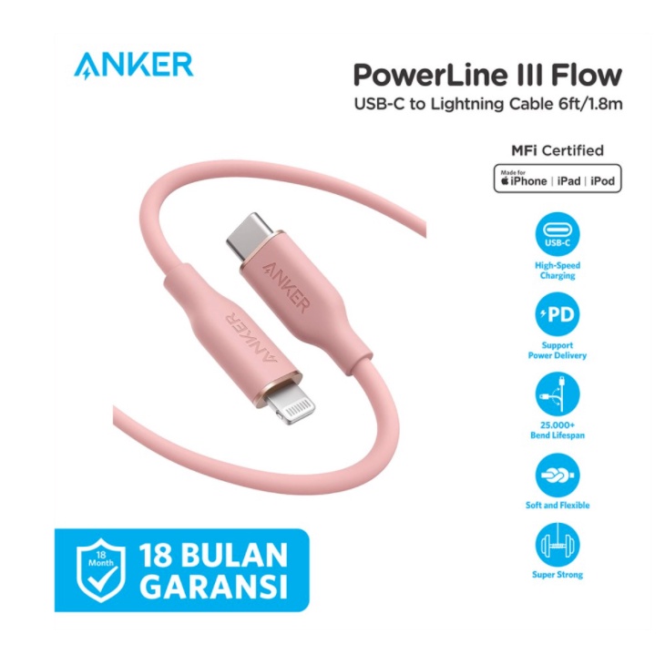 Anker Kabel Charger Anker Powerline III Flow Type C to Lightning 6ft - A8663