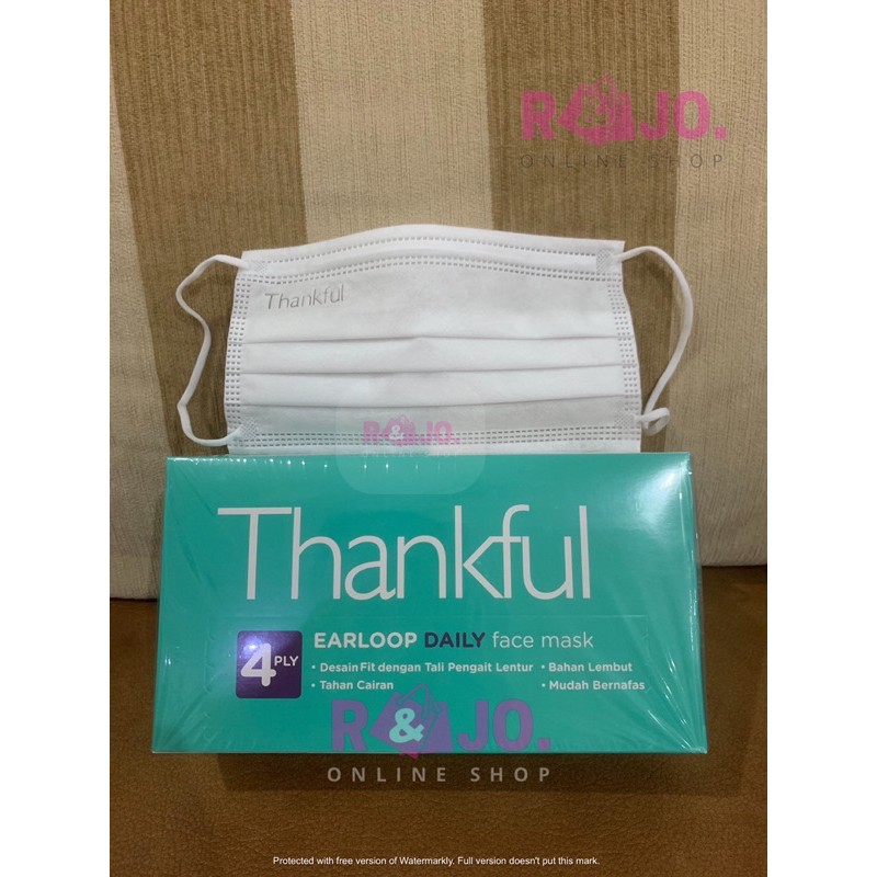 Masker Thankful Earloop 4ply daily mask isi 30 pcs