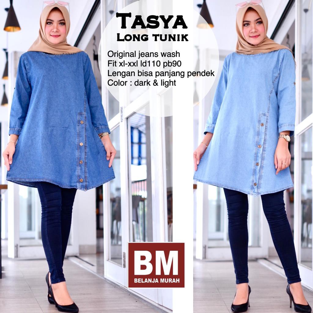 TUNIK JEANS JUMBO / TASYA LONG TUNIK / JEANS JUMBO