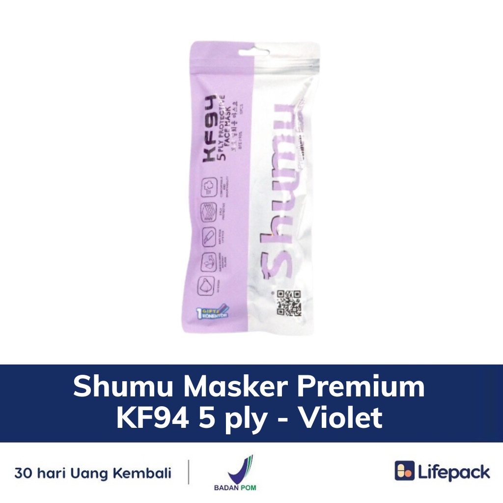 Shumu Masker Premium KF94 5 ply - Masker Pelindung Debu, Bakteri, dan Virus - LIFEPACK-Violet
