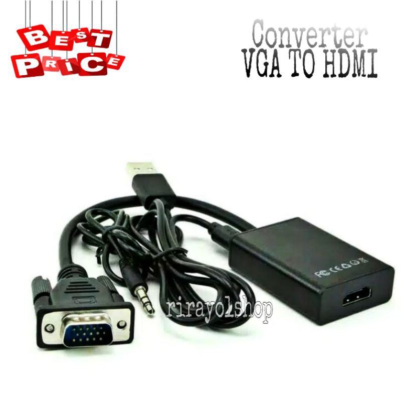 Converter VGA to HDMI Adaptor With Audio - Hitam