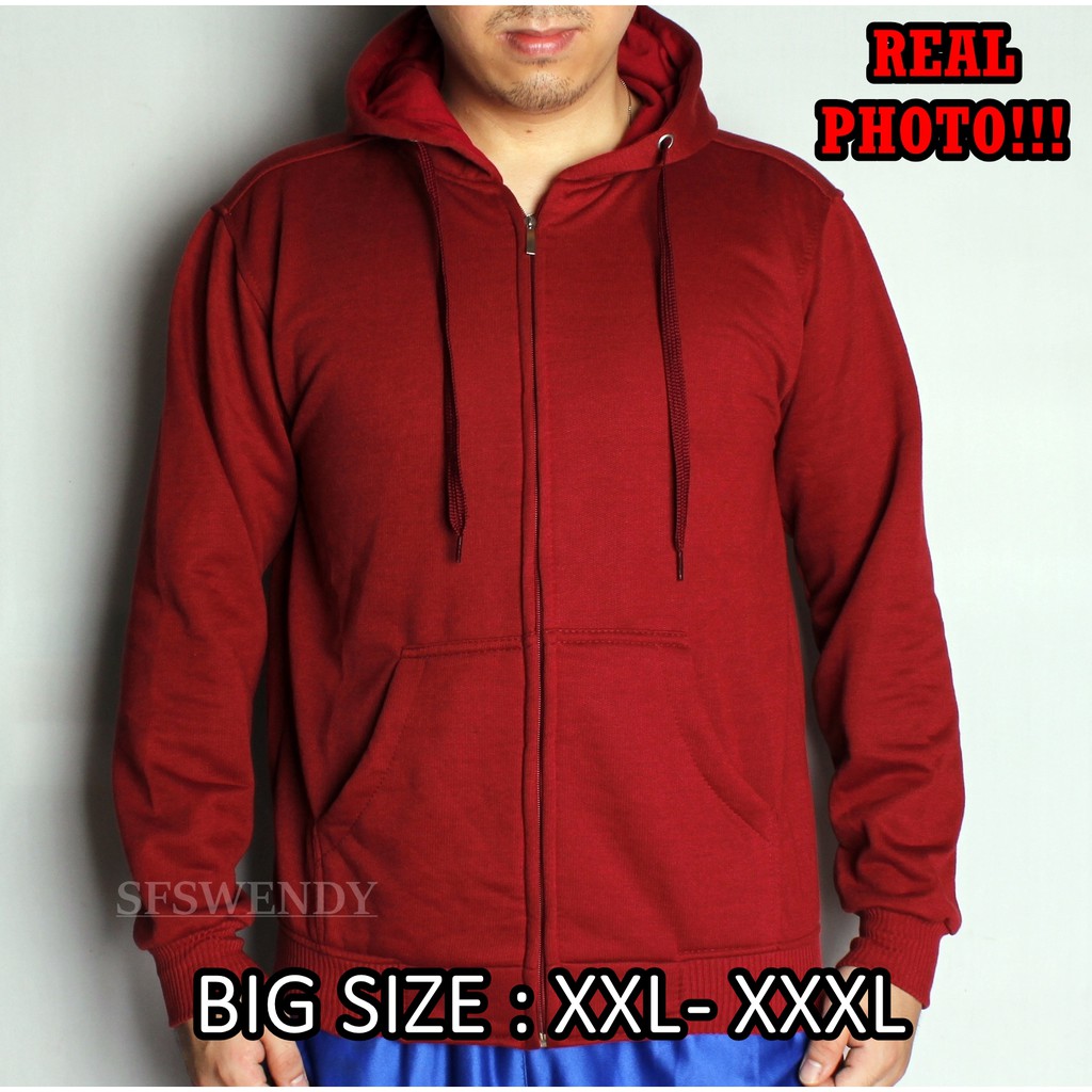 PRODUK TERLARIS !!! Jaket Hoodie Zipper pria Merah Maroon Red Cotton Premium Original