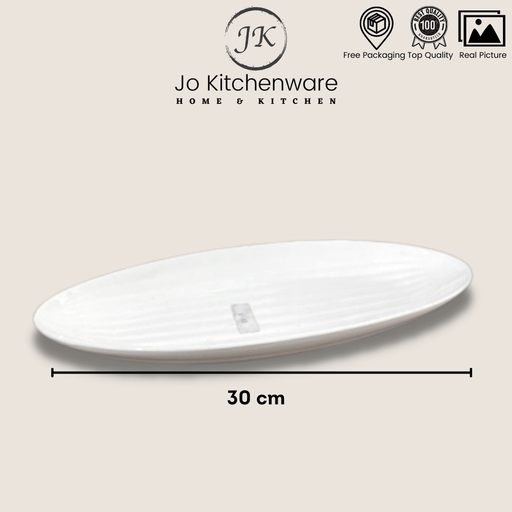 Piring oval timun mas 30x13 cm putih tebal 93-1