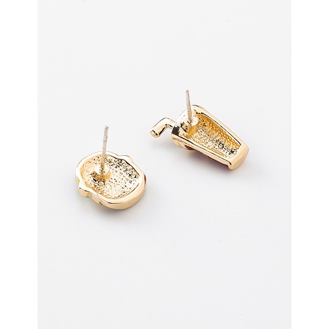 LRC Anting Fashion Cola Burger 925 Silver Needle Burger Asymmetric Stud Earrings D00221