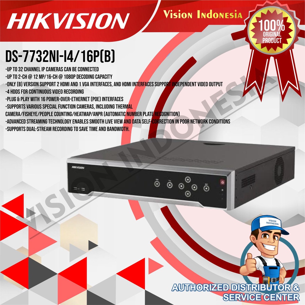 Jual NVR HIKVISION DS-7732NI-I4/16P (B) | Shopee Indonesia