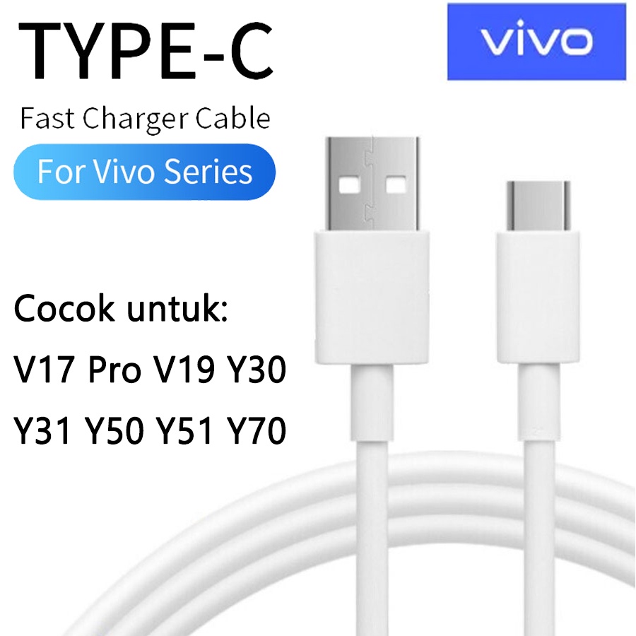 Kabel Fast Charger Vivo V17 Pro V19 Y30 Y31 Y50 Y51 Y70 S1 USB C Charging cable Hp Cas Chasan Carger tipe c type