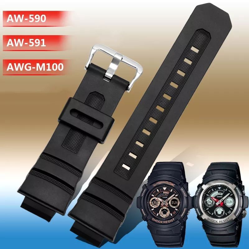 STRAP TALI JAM CASIO G-SHOCK AW590 AW-590 AW 590 WARNA HITAM