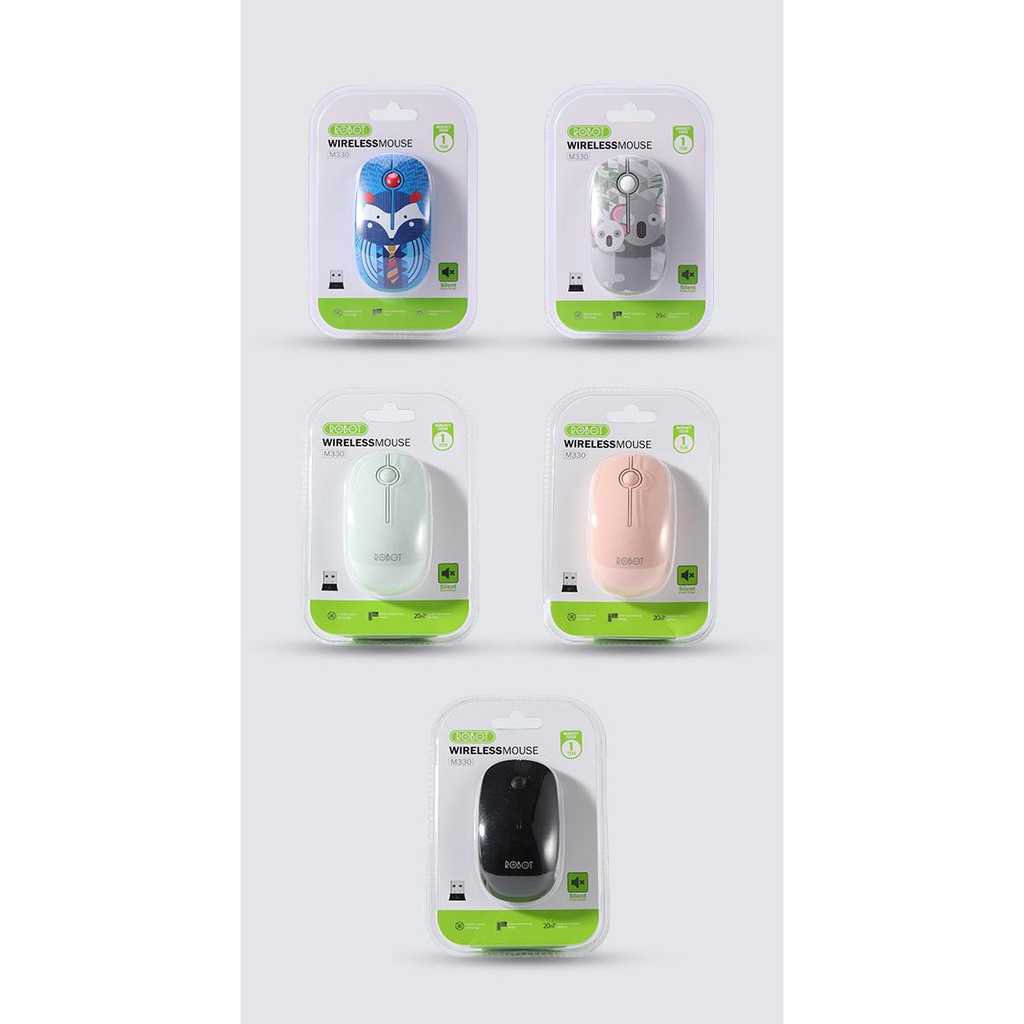 ROBOT M330 Silent Mouse Stylish Wireless Mouse Cherry Scroll Whell Silent Key Portable and Stylish