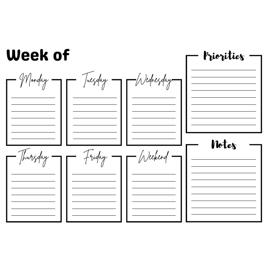 

Acrylic "Weekly Planner Black & White" A4