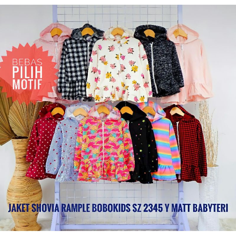 (Bisa Pilih Motif) Jaket Hodie Anak Perempuan Cewek Sovia Bobokids Usia 1-4 Tahun