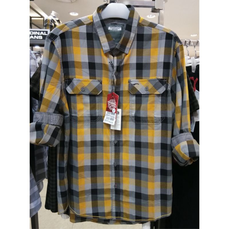Cardinal jeans original mens cotton CAKAI01987J 07A Kemeja lengan panjang pria kuning