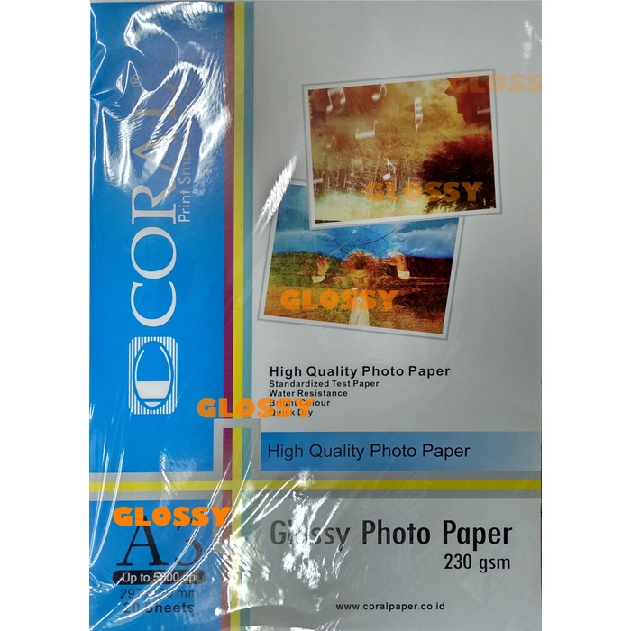 

Senikertas- Coral Glossy Photo Paper A3 230 Gsm / Kertas Photo A3 -Kertas-Seni.