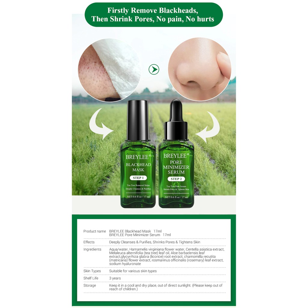 [BPOM] BREYLEE Varian STEP 1 Blackhead Remove &amp; STEP 2 Pore Minimizer Serum Pembersih Komedo