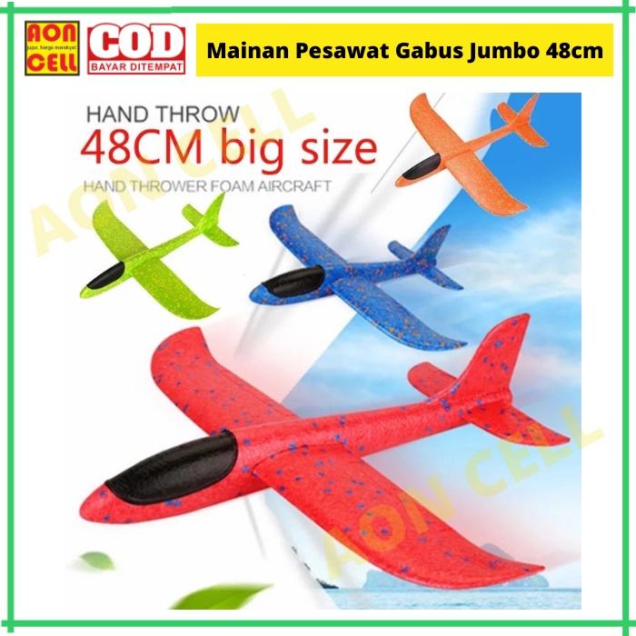 Mainan Pesawat Terbang Glider Pesawat Gabus Foam 48cm Jumbo Besar