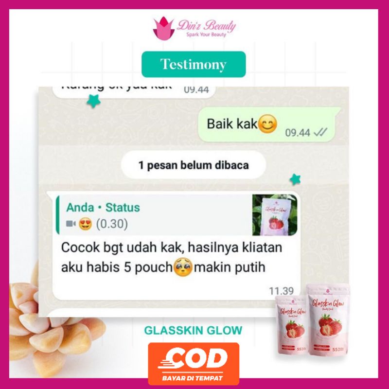 GLASSKIN GLOW COLLAGEN BEAUTY DRINK MINUMAN SERBUK KOLAGEN by DINZ BEAUTY 55gr