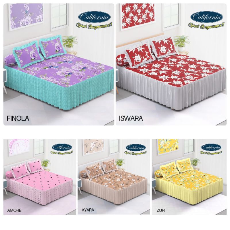 HS SPREI 180X200 RUMBAI CALIFORNIA AMORE, AYARA, FINOLA, ISWARA, ZURI, VICENZO, ALENA