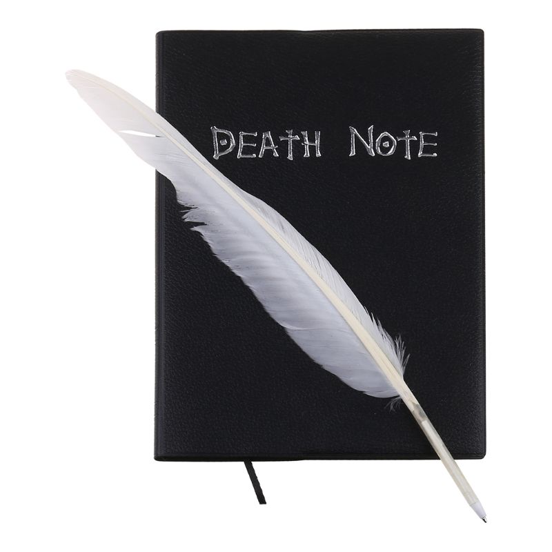 Buku Notebook / Catatan / Jurnal / Diary Desain Death Note + Bulu + Pulpen