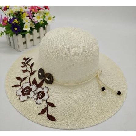 TERBARU Topi Pantai Wanita Rajut Bunga Lebar M5 | Topi Pantai Wanita Korean Style