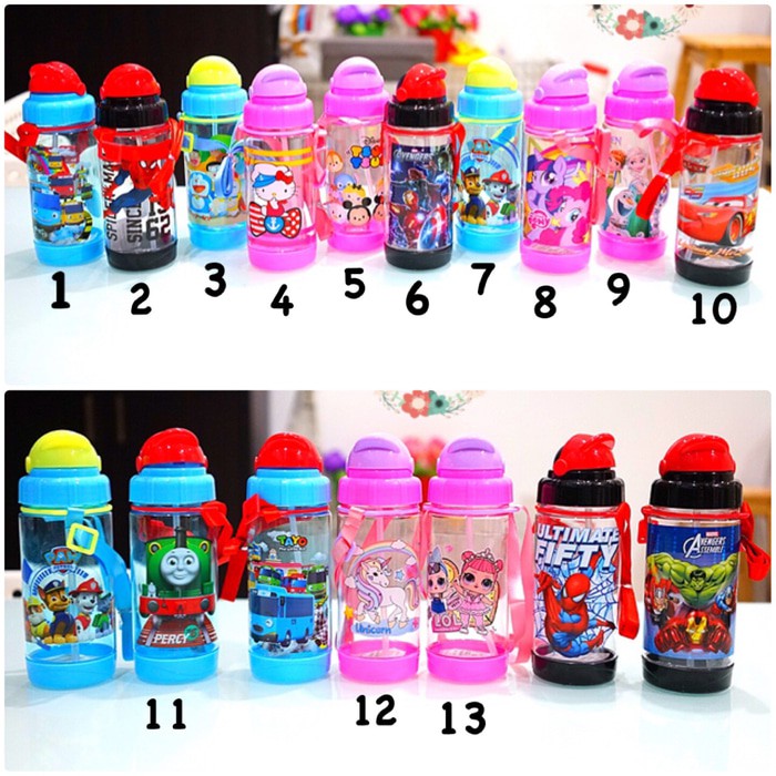 Botol minum plastik / botol plastik anak sekolah spiderman / gelas plastik minum anak / spiderman