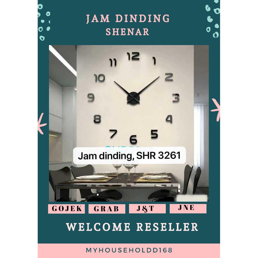 Shenar Jam Dinding Besar Raksasa Giant Wall Clock 80-130cm Diameter/Jam dinding bagus/Jam dinding 3D/Jam kamar/Jam ruang tamu