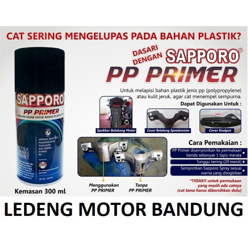 Sr- Sapporo PP Primer Cat Semprot Aerosol Saporo Epoxy Dasar Plastik Kulit Jeruk Bagus