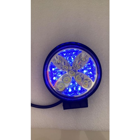 lampu sorot tembak 9 led 12-24 volt model bulat senja nyala RGB