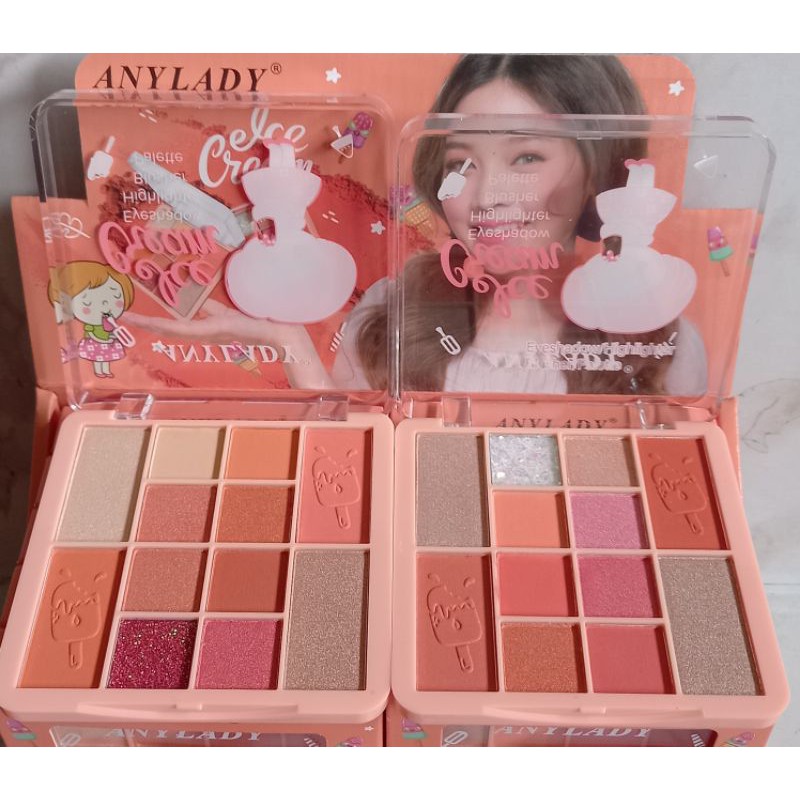 EYESHADOW DAN HIGHLIGHTER | BLUSH ON ANYLADY  ON ICE CREAM | Makeup Challenge 41 warna NO.832 | 742B