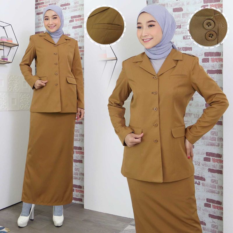 Seragam Pemda Muda / Seragam Khaki Muda / Seragam Pemda Terang / Baju Pemda Muda / Baju PNS muda / Kheki Muda / Keki Muda / Baju PNS Pemda Muda / Baju Wanita Muda Pemda PNS ASN Terbaru / Baju Pemda Muda Baru / Keki Muda Wanita