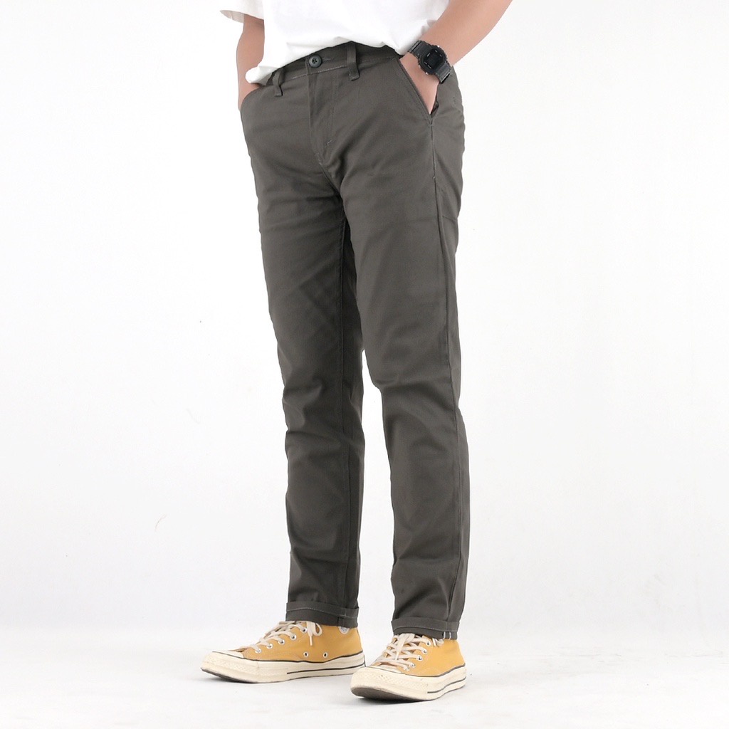 Mcvois Celana Chino Panjang Pria Abu Tua Premium Distro