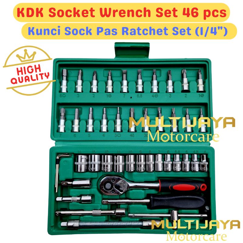 Kunci Sok Shock 46 pcs Lengkap Multipurpose Combination Socket Wrench (1/4&quot;)