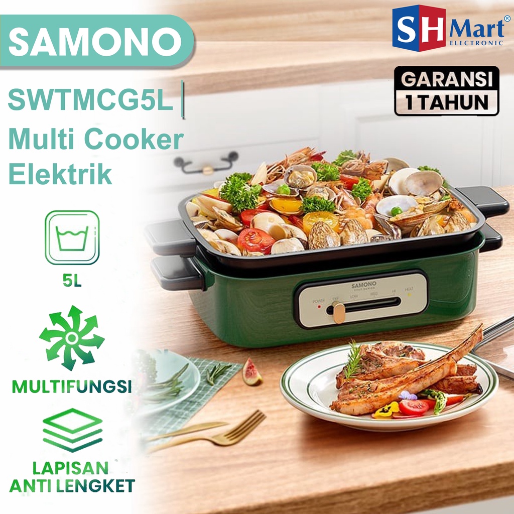 ALAT PANGGANG ELEKTRIK HOTPOT MULTIFUNGSI KAPASITAS 5 LITER SW-TMCG5L SAMONO GARANSI RESMI