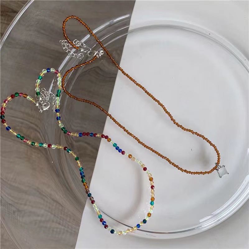 Kalung Manik-Manik Kristal Berlian Warna-Warni