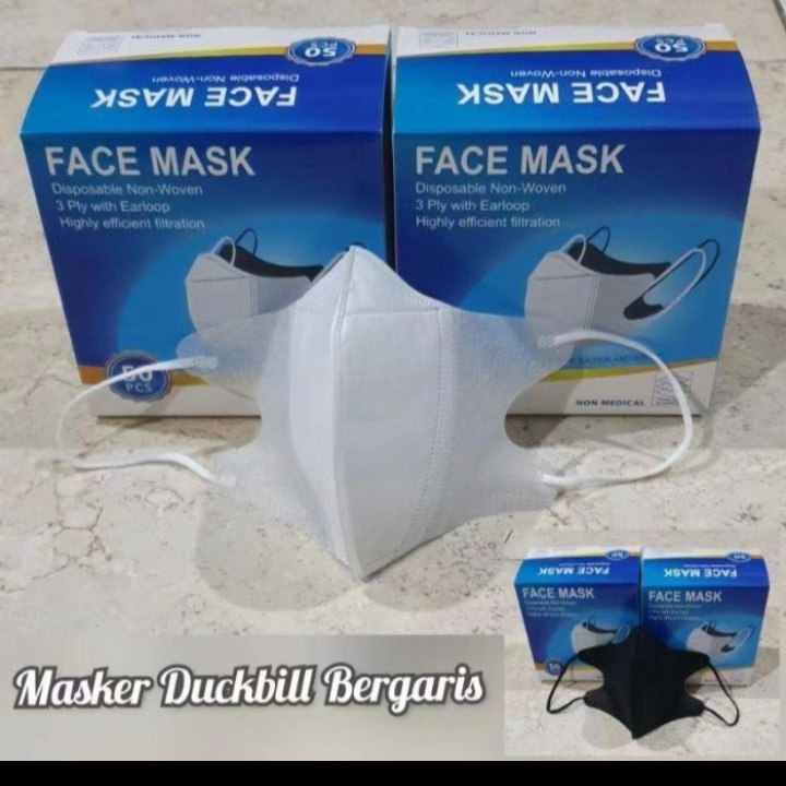 Masker duckbill 3ply isi 50pcs Disposable face mask - Earloop duckbill