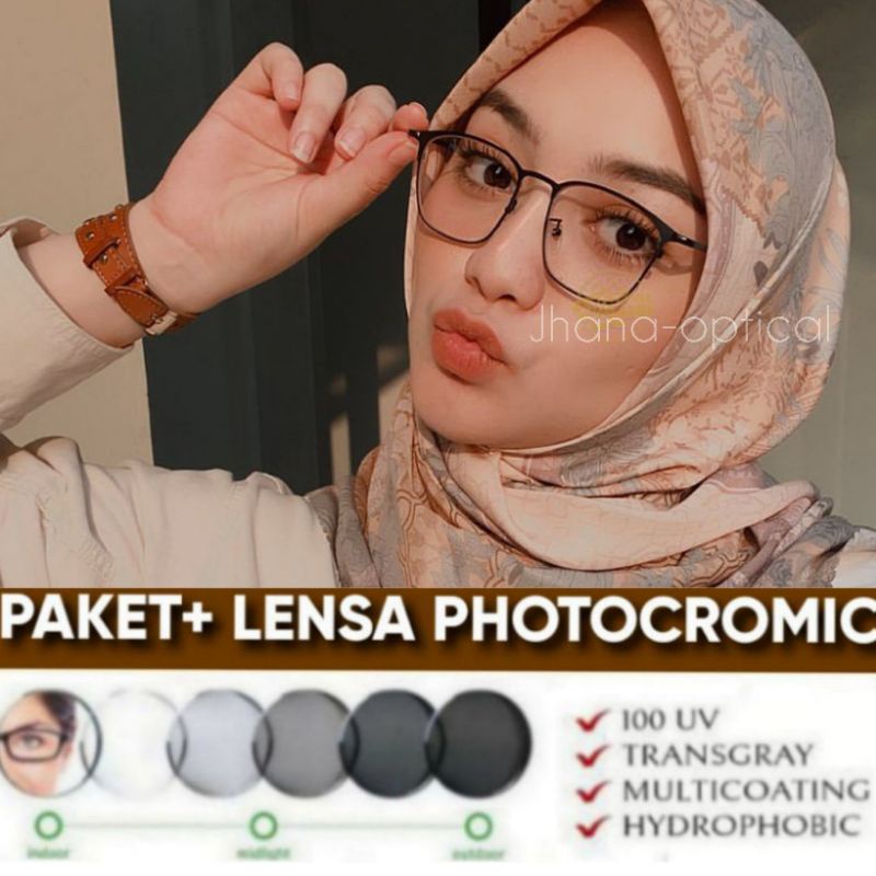 Paket Frame + Lensa Photocromic | Kacamata Minus | Kacamata Anti Radiasi