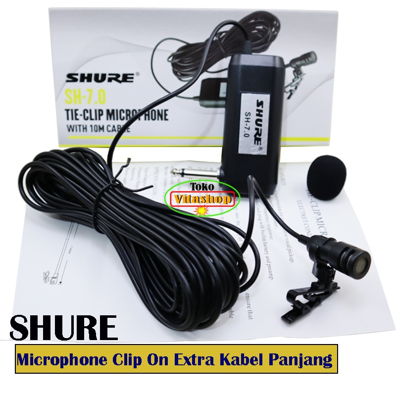 MIK KANCING JEPIT SHURE SH 7.0 MICROPHONE CLIP ON MIKROFON MIC KERAH