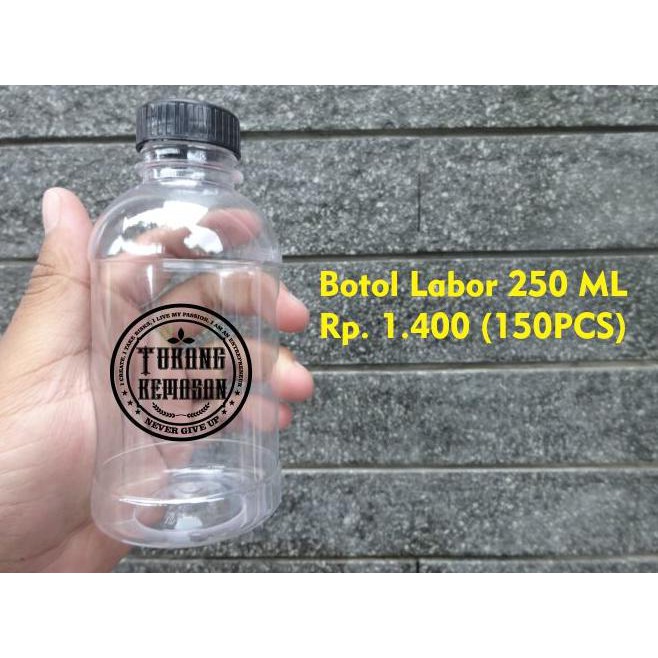 BOTOL PLASTIK LABOR 250 ML / PET / KEMASAN