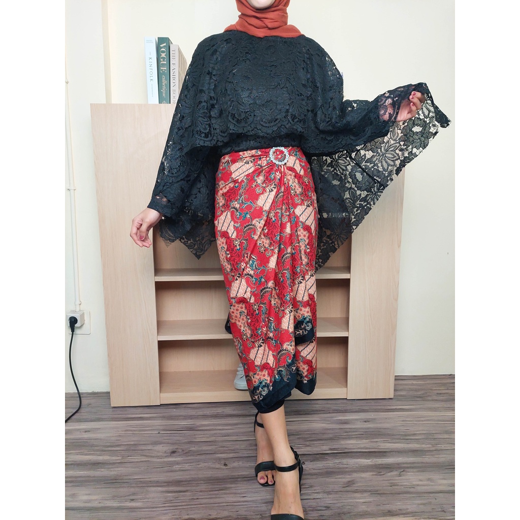 HOPYLOVY SUPER SALE Setelan Kebaya Brukat Cape + Rok Lilit