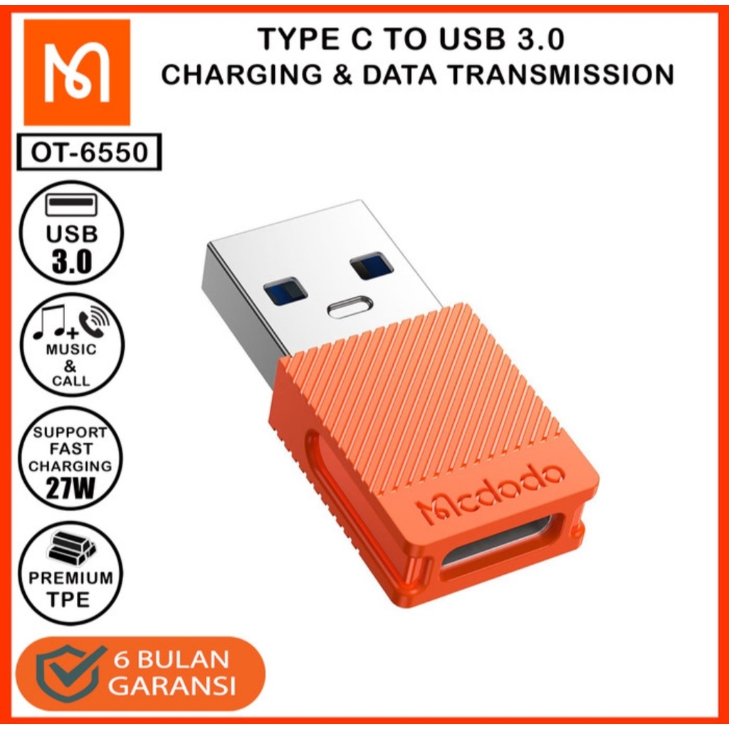 MCDODO OT-6550 CONVERTER KONEKTOR TYPE-C FEMALE TO USB 3.0 MALE ADAPTER