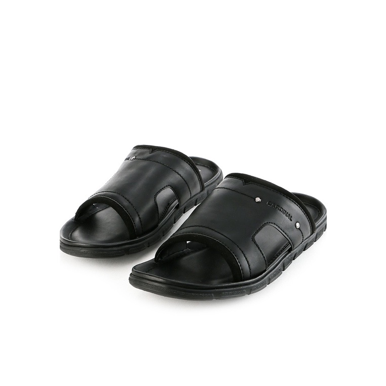 SANDAL SLIDE KULIT PRIA CARDINAL ORIGINAL CASUAL TERBARU HITAM CA36