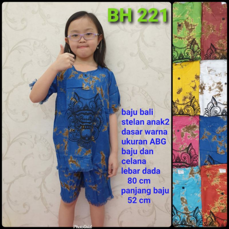 tokoabelgrosir BH221 baju bali stelan anak dasar warna