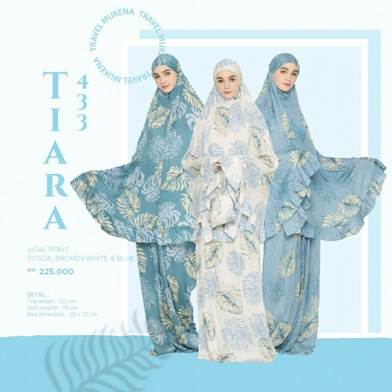 Mukena Tatuis Tiara 433 Traveling Rayon Motif Daun Monstera Tas Mukena Totebag