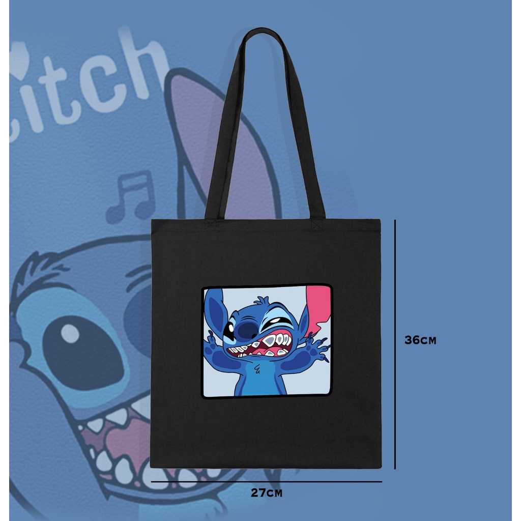 TOTE BAG STITCH CUTE  / BAHAN KANVAS / BEST SELLER / TAS SANTAI WANITA