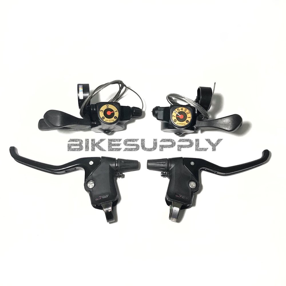 Shifter Shimano Altus 3 x 7 Speed CT15 & Brake Levers Shimano Al