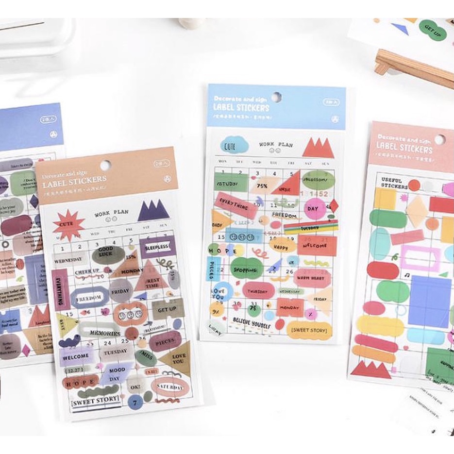 

2 Lembar Sticker Pack Usefull Schedule Mix Aesthetic Scrapbook Jurnal Bujo DIY PET