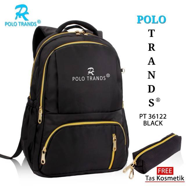 Polo Trands 36122 [ORIGINAL BRANDED] Tas Ransel Laptop Wanita FREE Tas Kosmetik Bag Pack Cewek