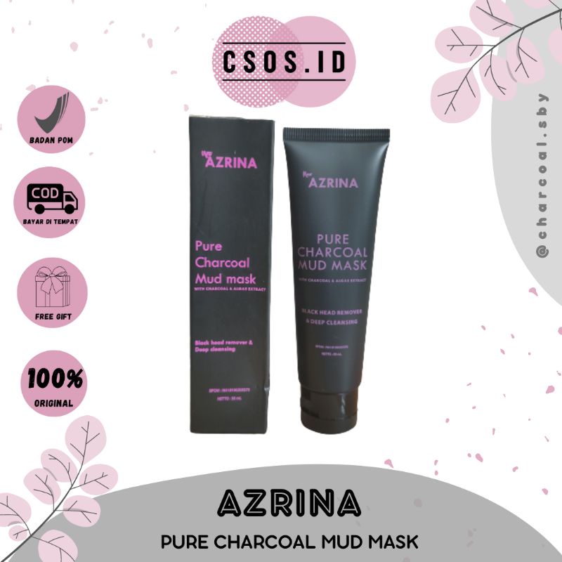 FREE SPATULA - AZRINA PURE CHARCOAL MUD MASK - MASKER CHARCOAL AZRINA