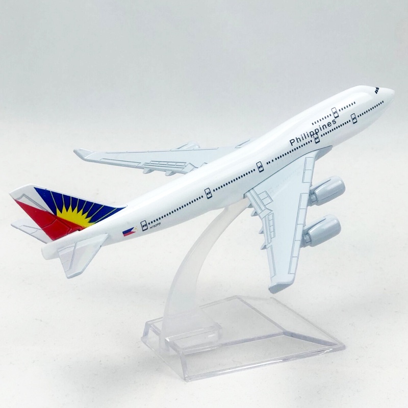 Mainan Model Pesawat Terbang Philippine Airlines PAL Boeing B747 Bahan Metal Alloy Ukuran 16cm