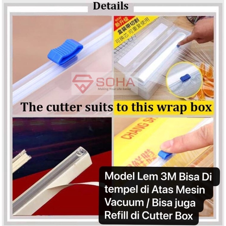 PW-08 Cutter Model Jepit Pisau Pemotong Plastik Roll Bisa Wrapping / Vacuum Embos Roll Cling Wrap