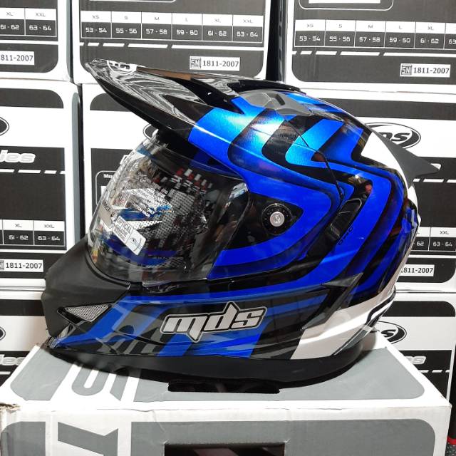 HELM MDS SUPER PRO MOTIF #1 WHITE/BLACK/BLUE